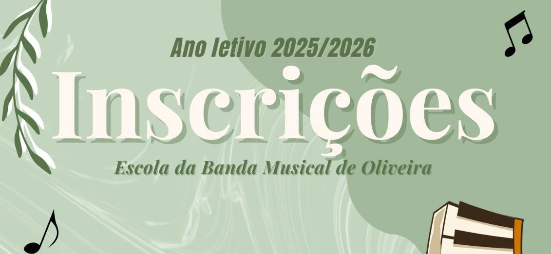 Imagem de Capa do Evento Inscrições para Escola de Música da Banda Musical de Oliveira 2025/2026