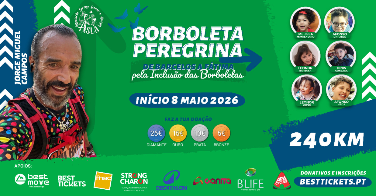 Imagem de Capa do Evento Borboleta Peregrina - Barcelos-Fátima pela Inclusão das Borboletas