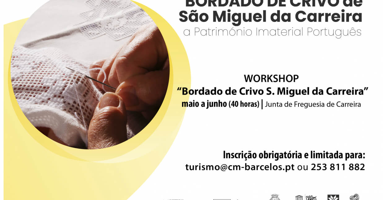 Imagem de Capa do Evento WORKSHOP DE BORDADO DE CRIVO DE SÃO MIGUEL DA CARREIRA